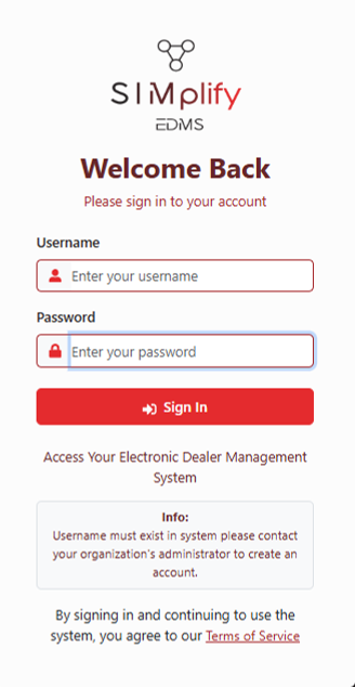 Login Screen Screenshot