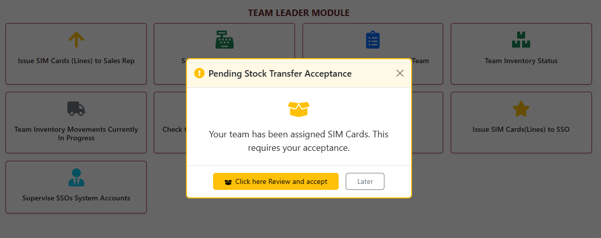 Accept Stock Modal